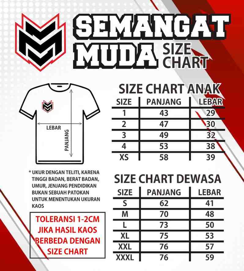 Size Chart Kaos